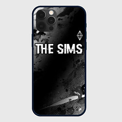 Чехол iPhone 12 Pro Max The Sims glitch на темном фоне: символ сверху