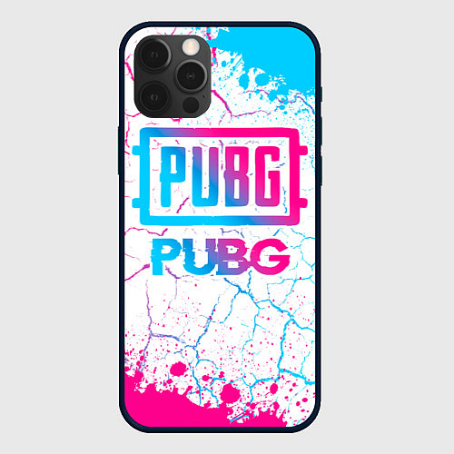 Чехол iPhone 12 Pro Max PUBG neon gradient style / 3D-Черный – фото 1