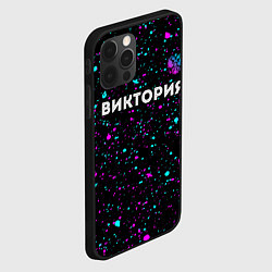 Чехол для iPhone 12 Pro Max Виктория и неоновый герб России: символ сверху, цвет: 3D-черный — фото 2