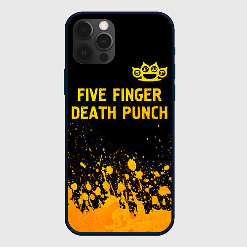 Чехол iPhone 12 Pro Max Five Finger Death Punch - gold gradient: символ св / 3D-Черный – фото 1