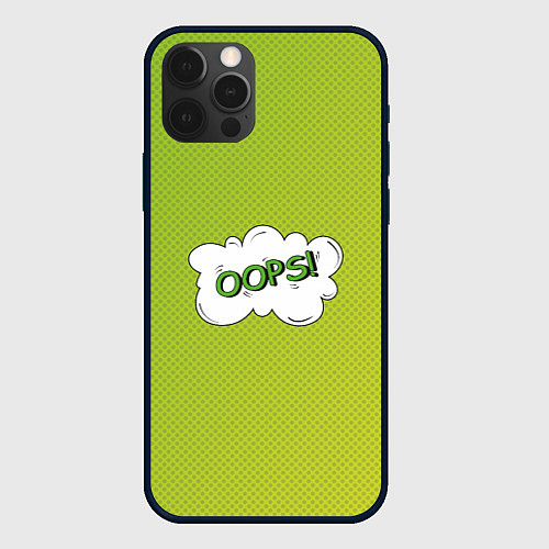 Чехол iPhone 12 Pro Max Oops на градиенте зеленом / 3D-Черный – фото 1