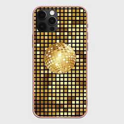 Чехол iPhone 12 Pro Max Золотой диско шар и золотая мозаика