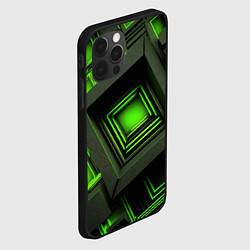 Чехол для iPhone 12 Pro Max Неоновые зелёные блоки, цвет: 3D-черный — фото 2