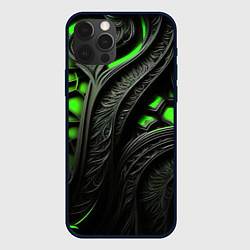 Чехол для iPhone 12 Pro Max Green black abstract, цвет: 3D-черный