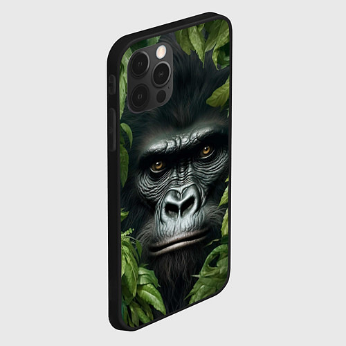 Чехол iPhone 12 Pro Max Горилла в джунгях / 3D-Черный – фото 2