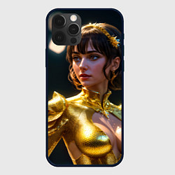 Чехол для iPhone 12 Pro Max Девушка в золотом чешуйчатом костюме, цвет: 3D-черный