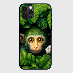 Чехол iPhone 12 Pro Max Маленькая обезьянка в листьях