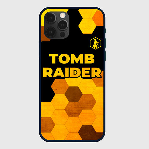 Чехол iPhone 12 Pro Max Tomb Raider - gold gradient: символ сверху / 3D-Черный – фото 1