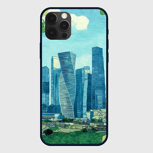 Чехол iPhone 12 Pro Max Москва-сити Ван Гог / 3D-Черный – фото 1