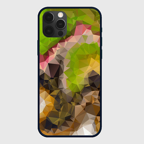 Чехол iPhone 12 Pro Max Green brown pattern / 3D-Черный – фото 1