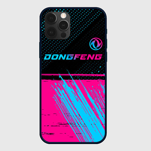 Чехол iPhone 12 Pro Max Dongfeng - neon gradient: символ сверху / 3D-Черный – фото 1