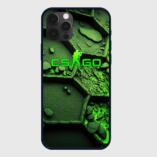 Чехол iPhone 12 Pro Max CSGO green abstract / 3D-Черный – фото 1