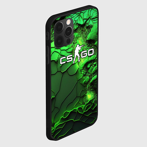 Чехол iPhone 12 Pro Max CS GO green abstract / 3D-Черный – фото 2