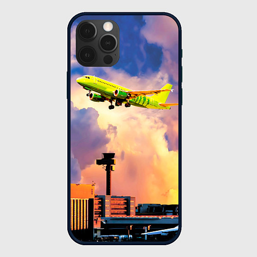 Чехол iPhone 12 Pro Max S7 Боинг 737 в облаках / 3D-Черный – фото 1