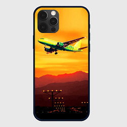 Чехол для iPhone 12 Pro Max S7 Боинг 737 Оранжевый закат, цвет: 3D-черный