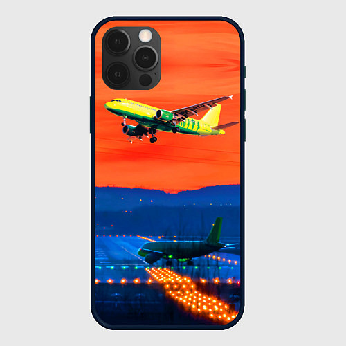 Чехол iPhone 12 Pro Max Боинг 737 на взлете / 3D-Черный – фото 1