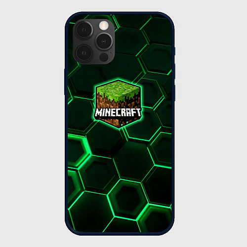 Чехол iPhone 12 Pro Max Minecraft Logo Плиты / 3D-Черный – фото 1