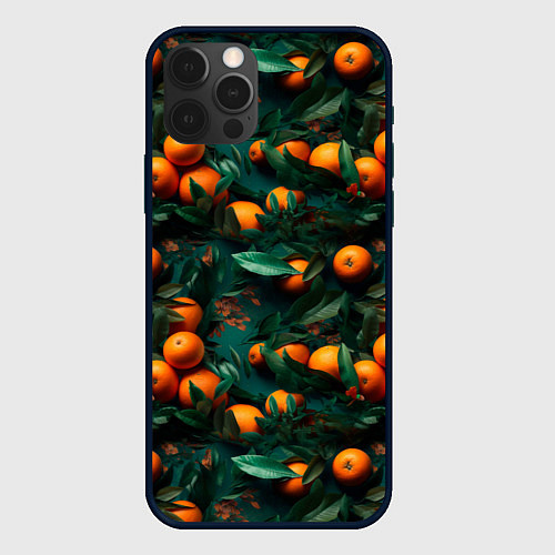 Чехол iPhone 12 Pro Max Яркие апельсины / 3D-Черный – фото 1