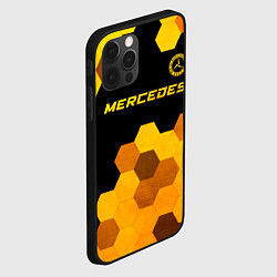 Чехол для iPhone 12 Pro Max Mercedes - gold gradient: символ сверху, цвет: 3D-черный — фото 2