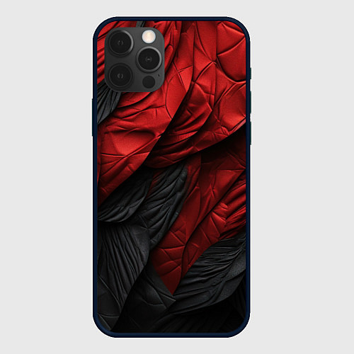 Чехол iPhone 12 Pro Max Red black texture / 3D-Черный – фото 1