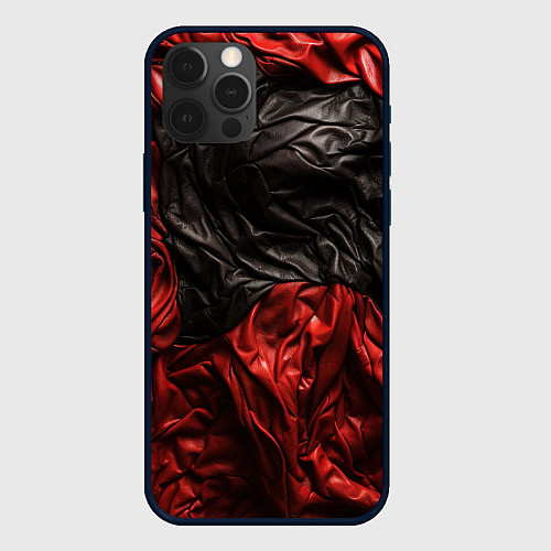 Чехол iPhone 12 Pro Max Black red texture / 3D-Черный – фото 1