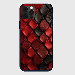 Чехол iPhone 12 Pro Max Кожаная красно черная текстура