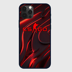 Чехол для iPhone 12 Pro Max CSGO red abstract, цвет: 3D-черный