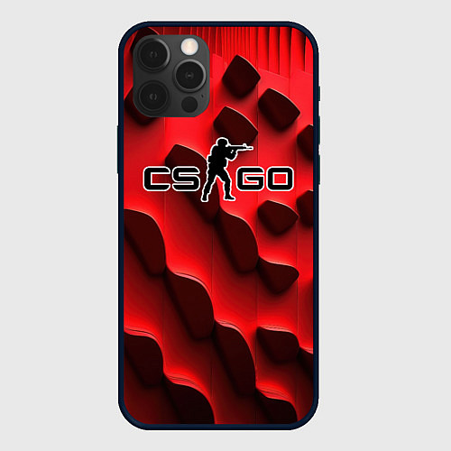 Чехол iPhone 12 Pro Max CS GO black red abstract / 3D-Черный – фото 1