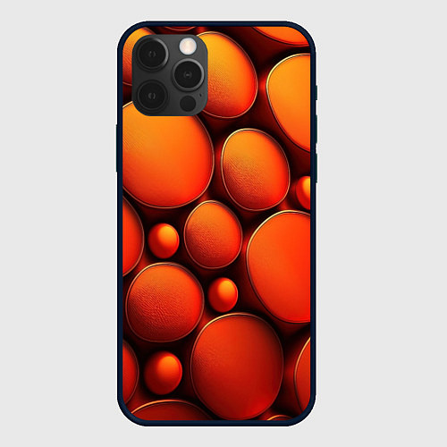 Чехол iPhone 12 Pro Max Оранжевы е круглые плиты / 3D-Черный – фото 1