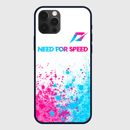 Чехол iPhone 12 Pro Max Need for Speed neon gradient style: символ сверху / 3D-Черный – фото 1