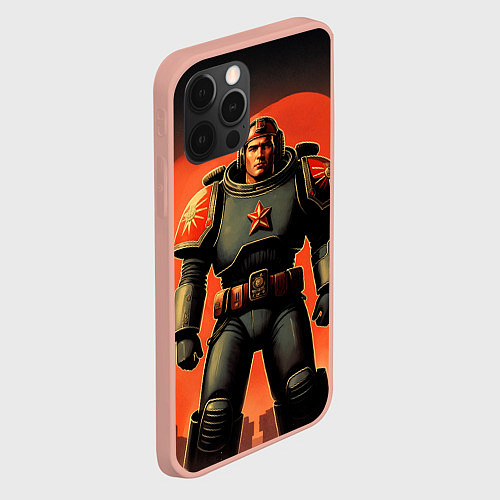 Чехол iPhone 12 Pro Max Космический десантник ретро / 3D-Светло-розовый – фото 2