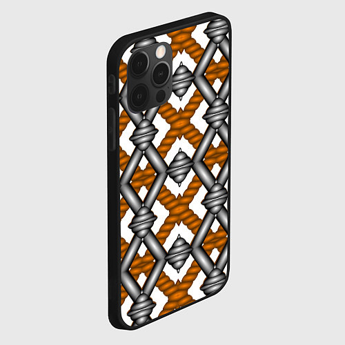 Чехол iPhone 12 Pro Max Абстрактные решетки / 3D-Черный – фото 2