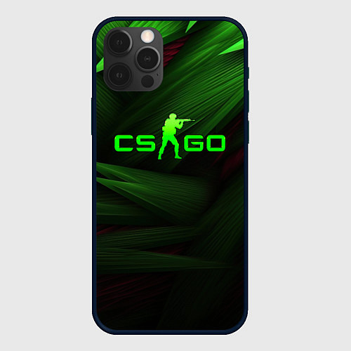 Чехол iPhone 12 Pro Max CS GO green logo / 3D-Черный – фото 1