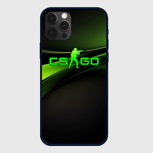 Чехол iPhone 12 Pro Max CS GO black green logo / 3D-Черный – фото 1