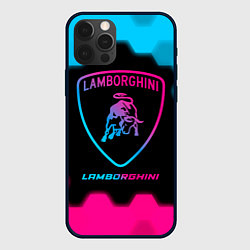 Чехол iPhone 12 Pro Max Lamborghini - neon gradient