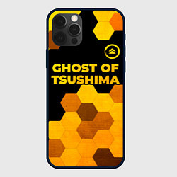 Чехол для iPhone 12 Pro Max Ghost of Tsushima - gold gradient: символ сверху, цвет: 3D-черный