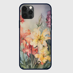 Чехол для iPhone 12 Pro Max Акварельные лилии, цвет: 3D-черный
