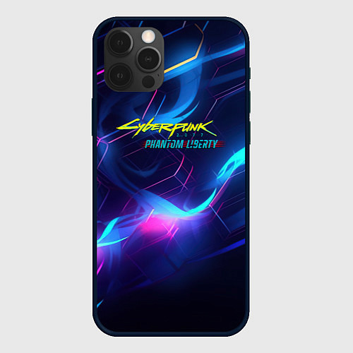 Чехол iPhone 12 Pro Max Cyberpunk phantom logo neon / 3D-Черный – фото 1