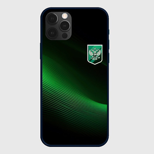 Чехол iPhone 12 Pro Max Герб РФ зеленый черный фон / 3D-Черный – фото 1