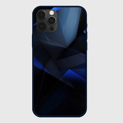 Чехол iPhone 12 Pro Max Черная и голубая текстура / 3D-Черный – фото 1