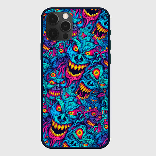Чехол iPhone 12 Pro Max Неоновые монстры - graffiti art style pattern / 3D-Черный – фото 1