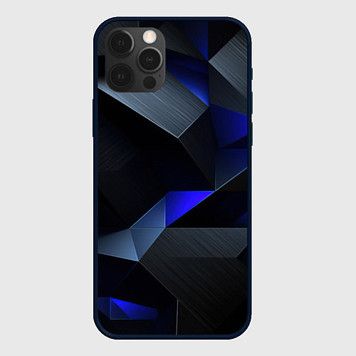 Чехол iPhone 12 Pro Max Black blue abstract / 3D-Черный – фото 1