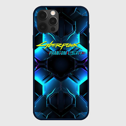 Чехол iPhone 12 Pro Max Cyberpunk 2077 neon texture / 3D-Черный – фото 1