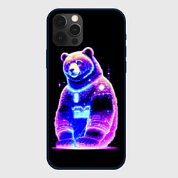 Чехол для iPhone 12 Pro Max Космический светящийся мишка, цвет: 3D-черный
