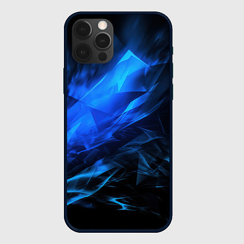 Чехол iPhone 12 Pro Max Blue black background / 3D-Черный – фото 1