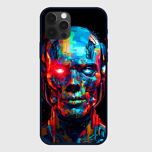 Чехол iPhone 12 Pro Max AI Робот digital pop-art / 3D-Черный – фото 1