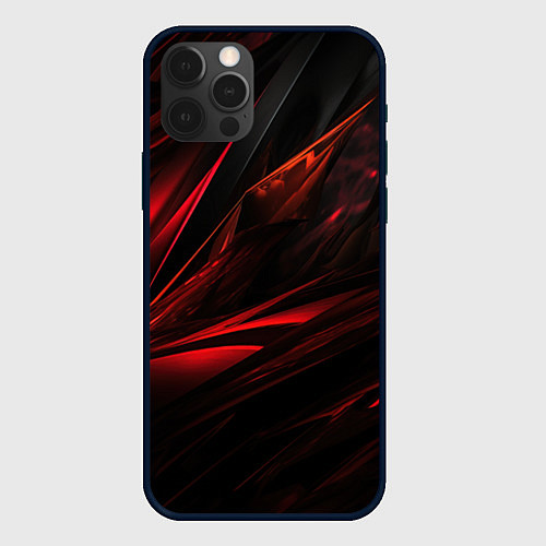 Чехол iPhone 12 Pro Max Black red background / 3D-Черный – фото 1