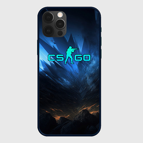 Чехол iPhone 12 Pro Max CSGO blue logo / 3D-Черный – фото 1