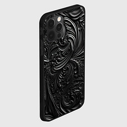 Чехол для iPhone 12 Pro Max Объемная черная текстура из кожи, цвет: 3D-черный — фото 2