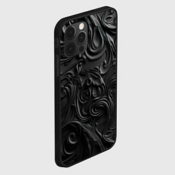 Чехол для iPhone 12 Pro Max Черная текстура из кожи с узорами, цвет: 3D-черный — фото 2